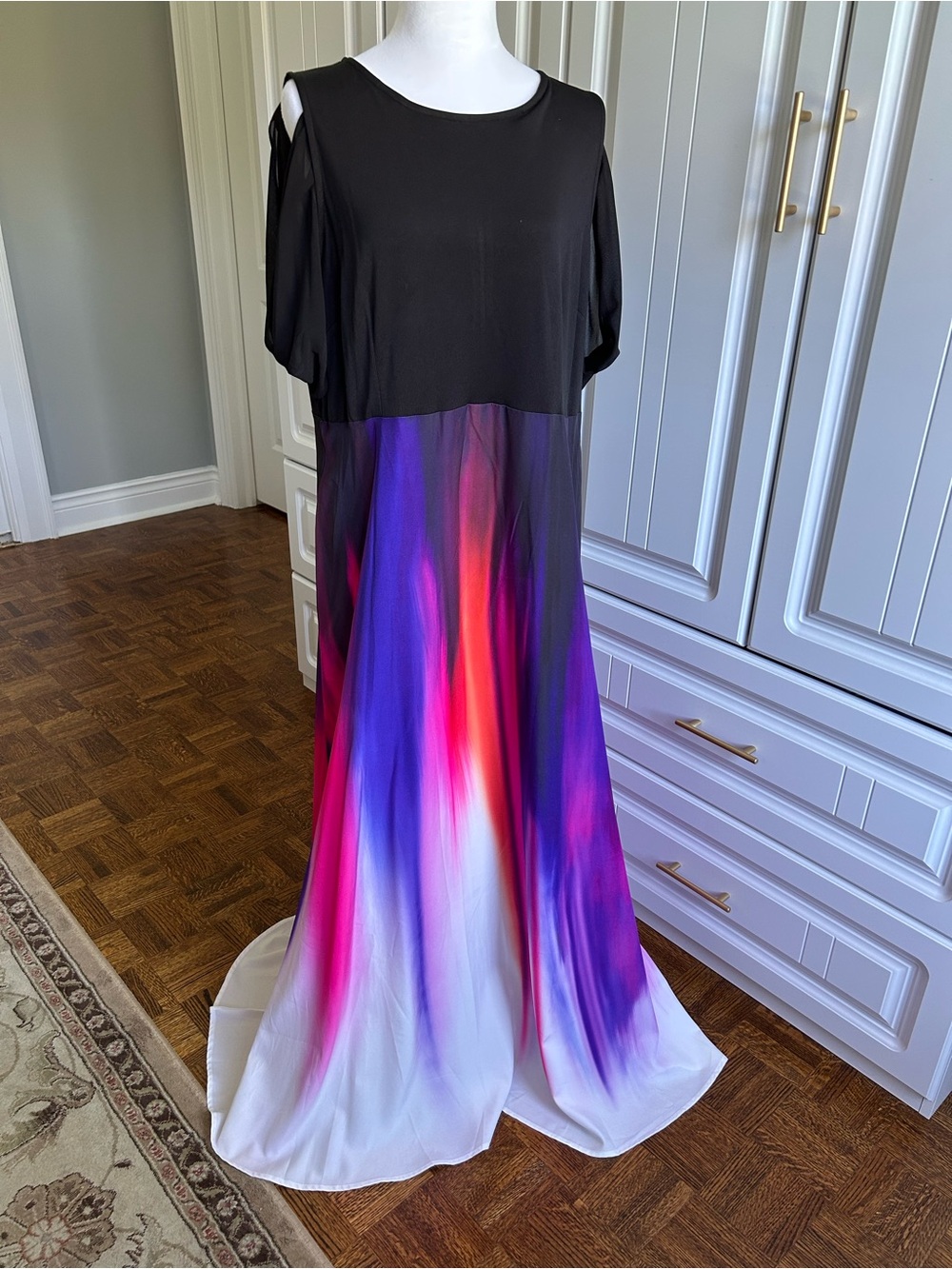 Sleeveless Black and Multicolor Maxi Dress